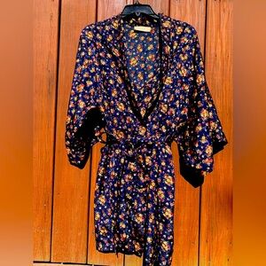 Val Mode Lingerie Set Robe & Nightgown blue red yellow floral